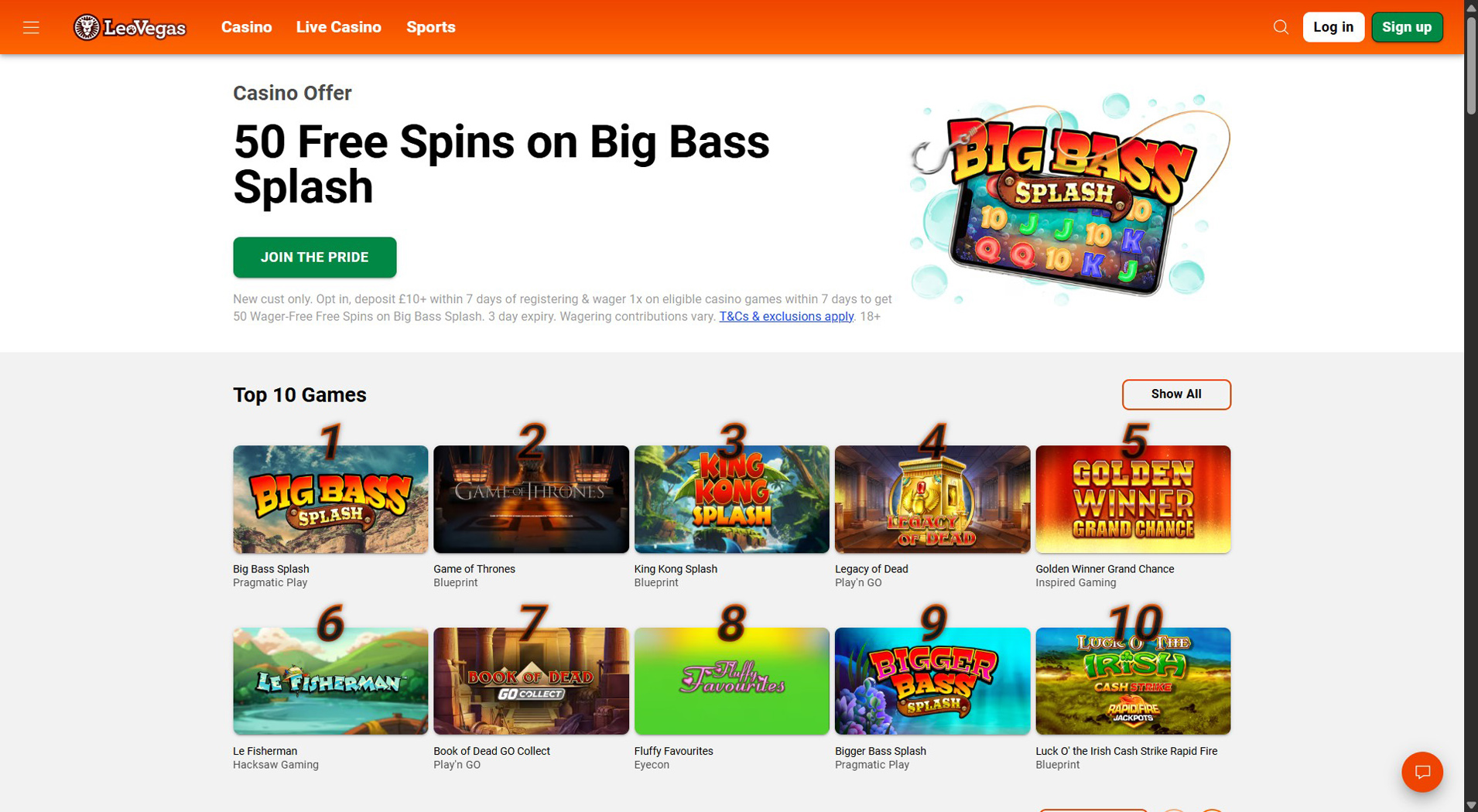 9. LeoVegas- Facile configurazione del casinò MuchBetter